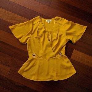 Monteau Mustard Yellow Peplum Top